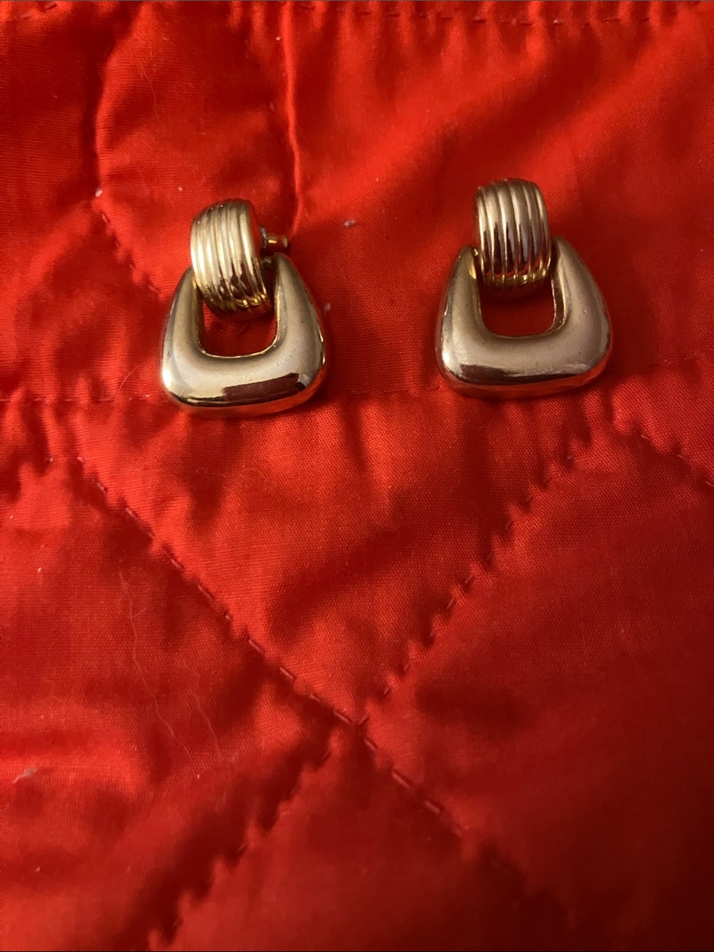 Polished Gold Sculpted Drop Earrings for Women